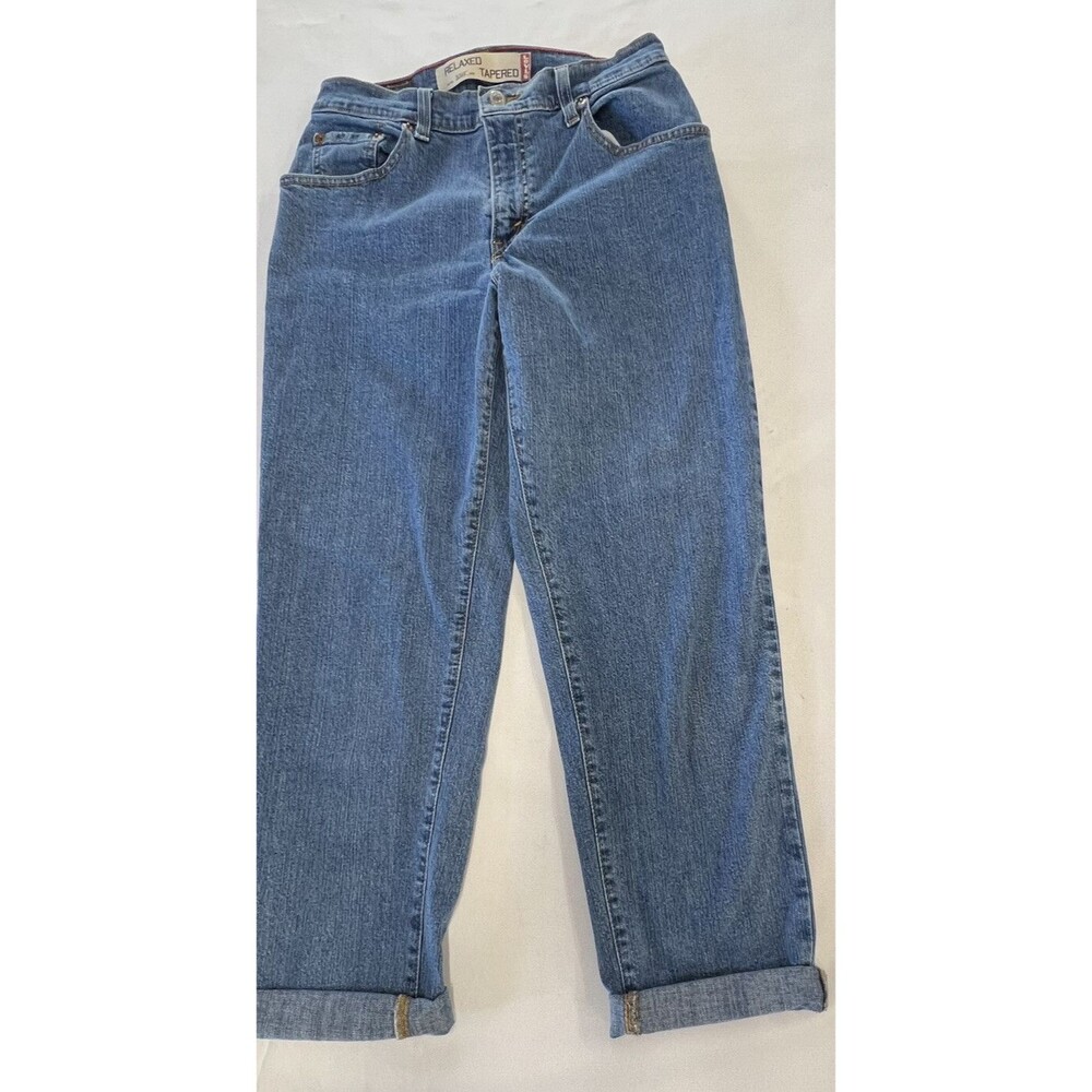 Levis Womens 550 Medium Blue Denim Relaxed Fit Tapered Leg Size 8L Mis